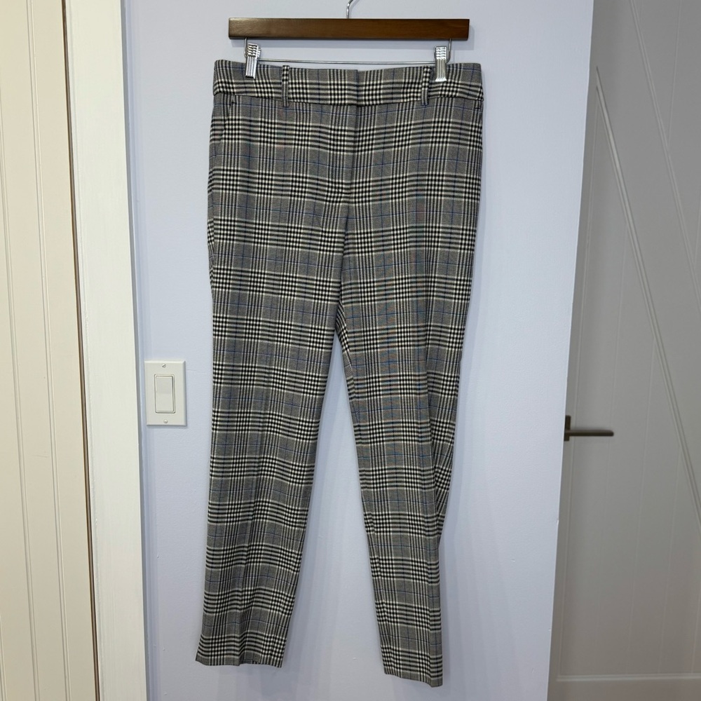 Talbots Hampshire Ankle Black/White/Gray/Blue  Glen Plaid Pants. Size 6. NEW!